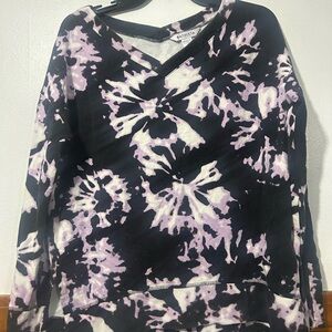 Athleta Black and Purple Tie-Dye Sweatshirt